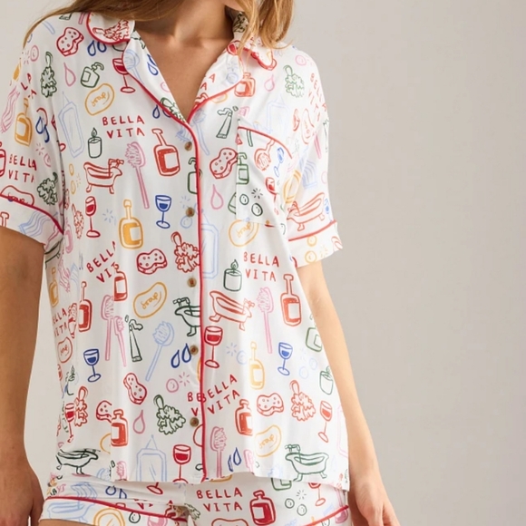 Anthropologie Other - Anthropologie Colorful Patterned Womens Pajama Shirt Size Large